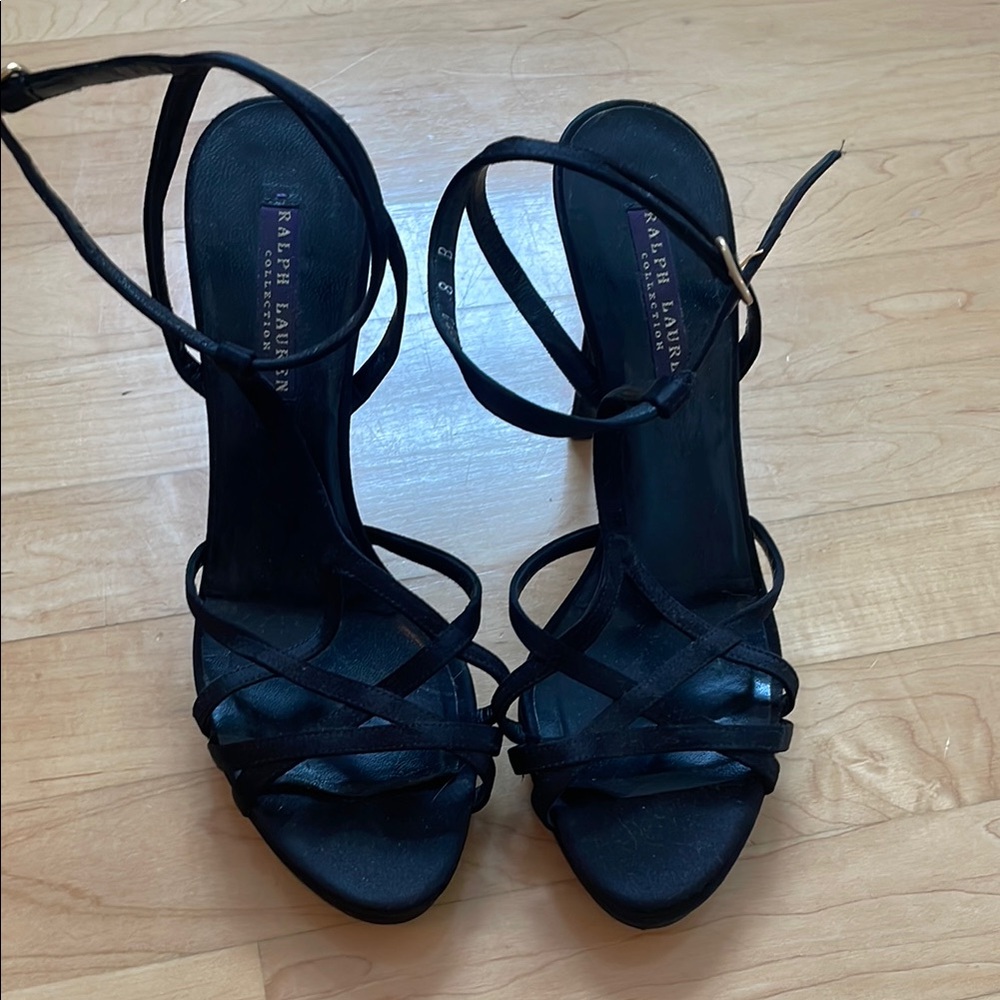 Ralph Lauren Collection Black Strappy Heels Made in Italy!